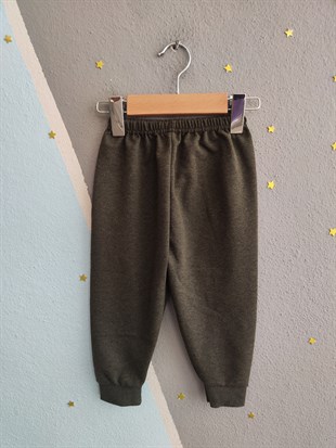 1923 - Aslan Baskılı Mevsimlik Erkek Çocuk Takım - Haki - Beyaz