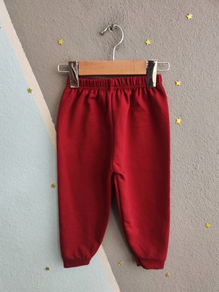 1923 - Aslan Baskılı Mevsimlik Erkek Çocuk Takım - Bordo - Krem