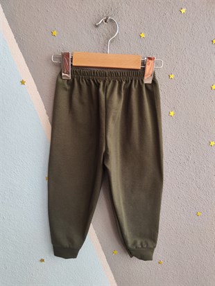 1923 - Aslan Baskılı Mevsimlik Erkek Çocuk Takım - Krem - Haki