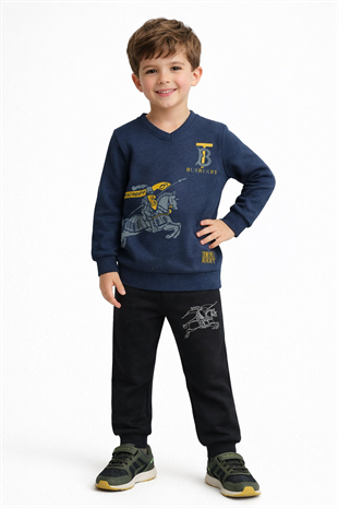 1925 -Baskılı Erkek Çocuk Takım - Lacivert