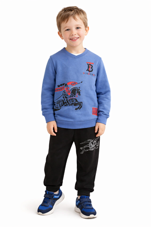 1925 -Baskılı Erkek Çocuk Takım - Saks