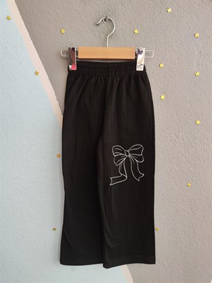 1935 - Küçük Kurdele Baskılı Kız Çocuk Takım - Neon Pembe