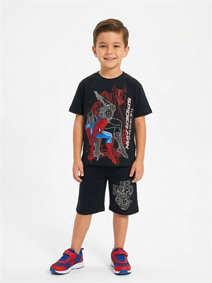 1947 - Karakter Baskılı Şortlu Erkek Çocuk Takımı - Lacivert