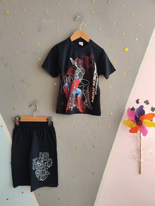 1947 - Karakter Baskılı Şortlu Erkek Çocuk Takımı - Lacivert