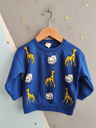 1949 - Zürafa ve Panda Baskılı Aylık Erkek Çocuk Takımı - Saks