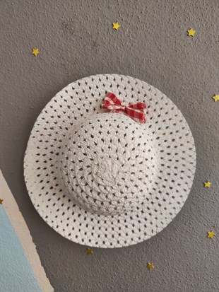 1959 - Kare Desenli Şapkalı Ekose Kız Elbise - Kırmızı 