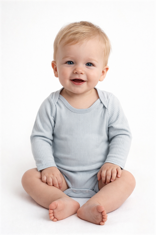 1966- Buz Mavisi Uzun Kollu Basic Model Kolsuz Bebek Çıtçıtlı Body