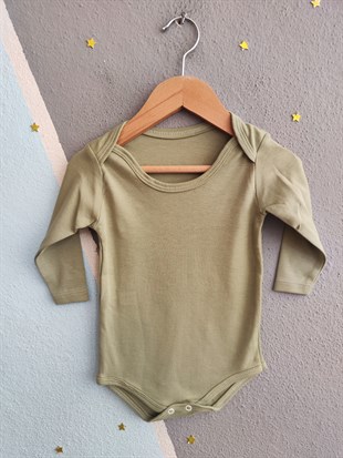 1966- Haki Uzun Kollu Basic Model Kolsuz Bebek Çıtçıtlı Body