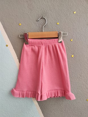 1973 - Kirazlı Şortlu Kız Çocuk Takımı - Pembe