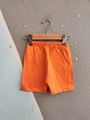 1974 - Gözlüklü Ayıcık Baskılı Erkek Bebek Takım -Turuncu