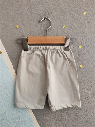 1974 - Gözlüklü Ayıcık Baskılı Erkek Bebek Takım -Gri