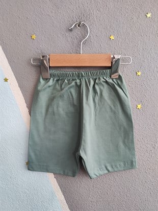 1974 - Gözlüklü Ayıcık Baskılı Erkek Bebek Takım -Yeşil