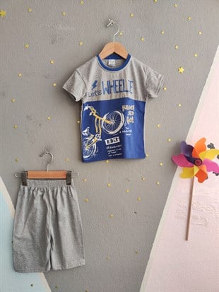 1981 - Bisiklet Baskılı Erkek Çocuk Takım - Saks