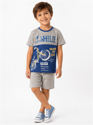 1981 - Bisiklet Baskılı Erkek Çocuk Takım - Saks