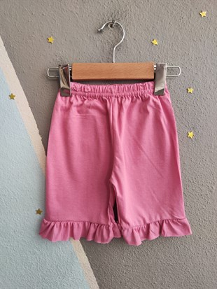 1982 - Karakter Baskılı Kolu Fırfırlı  Kız Takım - Pembe