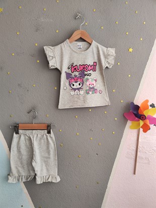 1983 - Karakter Baskılı  Kız Çocuk Takım - Gri