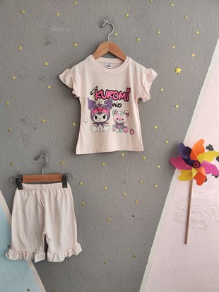 1983 - Karakter Baskılı  Kız Çocuk Takım - Toz Pembe