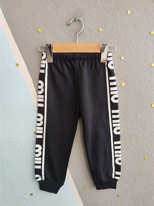 1985 - Sportif Baskılı Unisex Çocuk Takım - Siyah