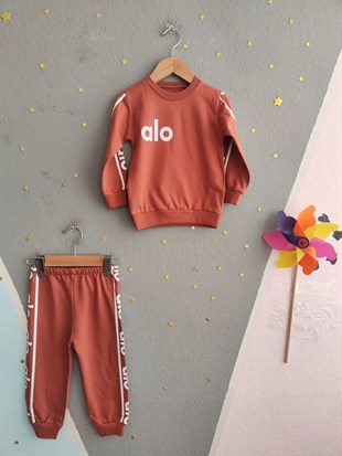 1985 - Sportif Baskılı Unisex Çocuk Takım - Taba