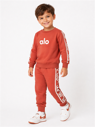 1985 - Sportif Baskılı Unisex Çocuk Takım - Taba
