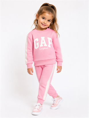 1986 - Original Baskılı Kız Çocuk Takım - Pembe