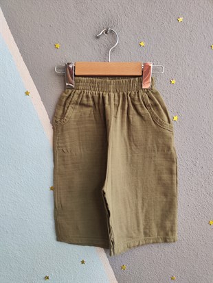 1988 -  Polo Yaka Müslin Kumaş Erkek Çocuk Takım -Haki