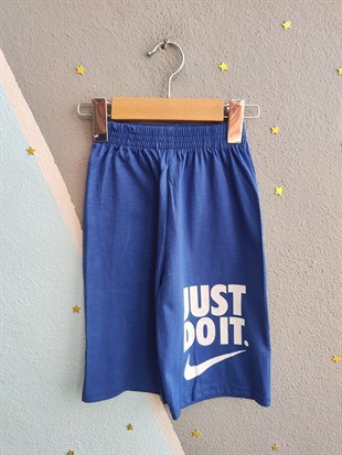 1990-  Önü ve Arkası Baskılı Şortlu Erkek Çocuk Takım - Saks