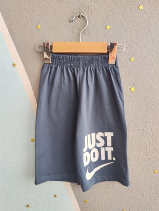 1990-  Önü ve Arkası Baskılı Şortlu Erkek Çocuk Takım - Mavi