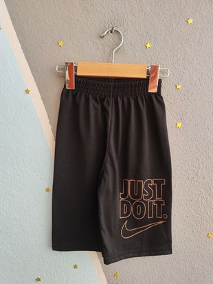 1990-  Önü ve Arkası Baskılı Şortlu Erkek Çocuk Takım - Turuncu