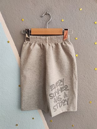 1991-  Every Summer Baskılı Yakalı ve Şortlu Erkek Çocuk Takımı - Siyah