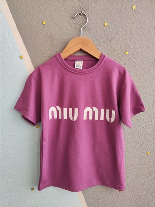 1993- -Üstü Tişört Altı Eşofman Baskılı Kız Çocuk Takımı -Lila