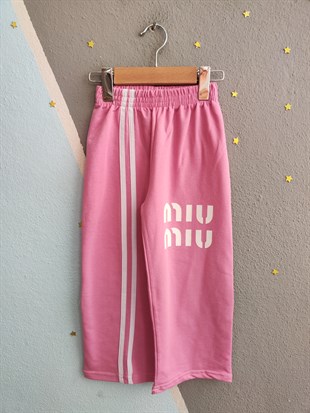 1993- -Üstü Tişört Altı Eşofman Baskılı Kız Çocuk Takımı - Pembe