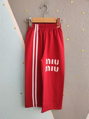 1993- -Üstü Tişört Altı Eşofman Baskılı Kız Çocuk Takımı - Kırmızı