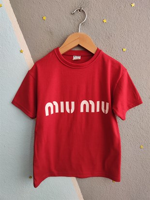 1993- -Üstü Tişört Altı Eşofman Baskılı Kız Çocuk Takımı - Kırmızı