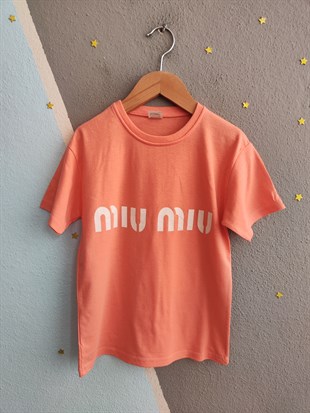 1993- -Üstü Tişört Altı Eşofman Baskılı Kız Çocuk Takımı - Somon