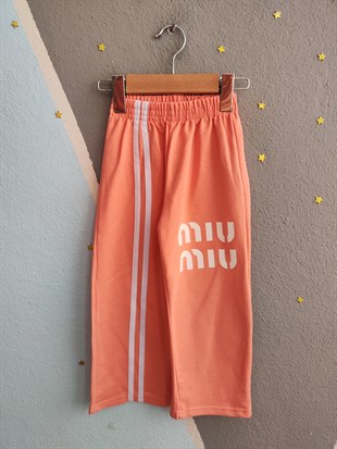 1993- -Üstü Tişört Altı Eşofman Baskılı Kız Çocuk Takımı - Somon