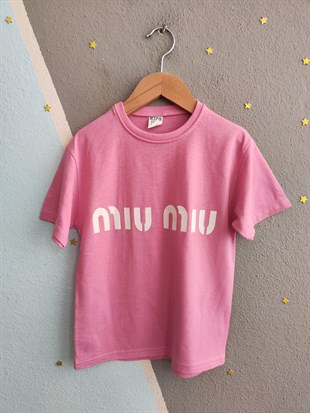 1993- -Üstü Tişört Altı Eşofman Baskılı Kız Çocuk Takımı - Pembe