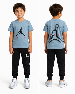 1995 - Basketbol Temalı Eşofman Altı Lastikli Erkek  Çocuk Takımı - Mavi