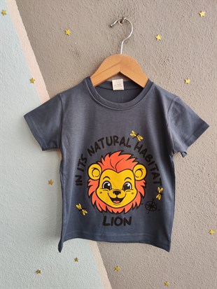 1997 - Aslan Baskılı Kısa Kollu Erkek  Çocuk Takımı - Lacivert