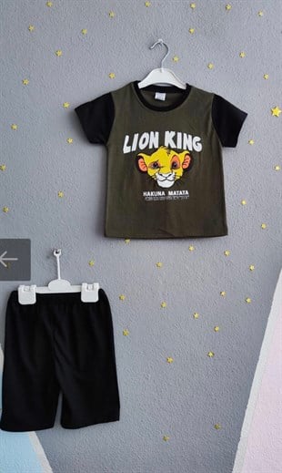 1999 - Karakter Baskılı Yazlık Erkek Çocuk Takım- Haki