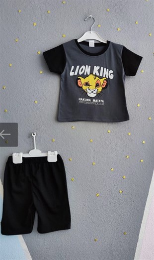 1999 - Karakter Baskılı Yazlık Erkek Çocuk Takım- Füme