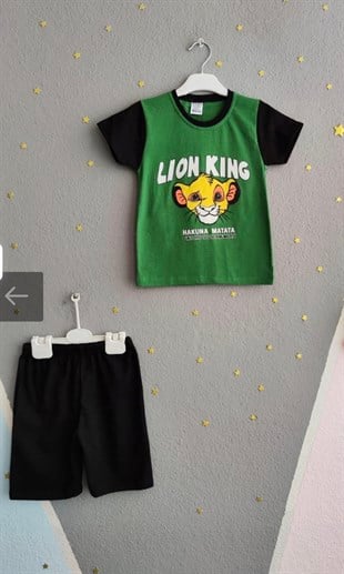 1999 - Karakter Baskılı Yazlık Erkek Çocuk Takım- Yeşil