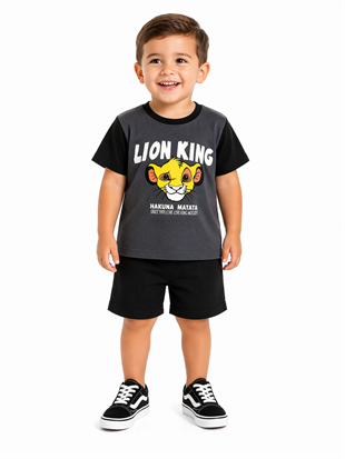 1999 - Karakter Baskılı Yazlık Erkek Çocuk Takım- Füme