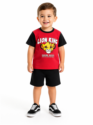 1999 - Karakter Baskılı Yazlık Erkek Çocuk Takım- Kırmızı