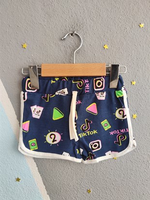 2002 -Çiçek Desenli Şortlu Kız Çocuk Takımı - Gri