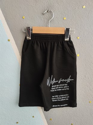 2003 -  Çizgili Polo Yaka Şortlu Erkek Çocuk Takım -Mavi