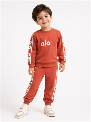 2010 - Sportif Baskılı Unisex Çocuk Takım - Taba