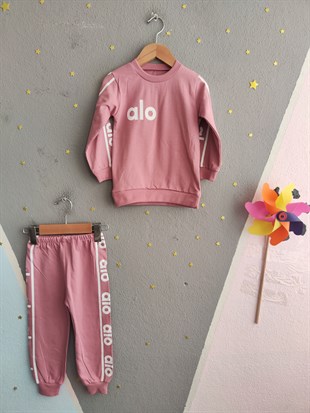 2010 - Sportif Baskılı Unisex Çocuk Takım - Gül Kurusu
