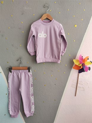 2010 - Sportif Baskılı Unisex Çocuk Takım - Lila