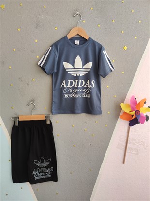 2014 -  Originals  Baskılı Şortlu Erkek Çocuk Takım - Koyu Mavi